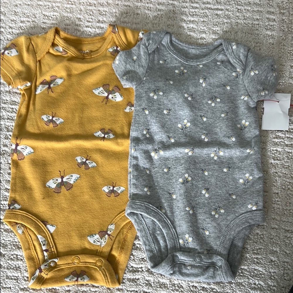Baby Bodysuit Set - Mustard and Gray